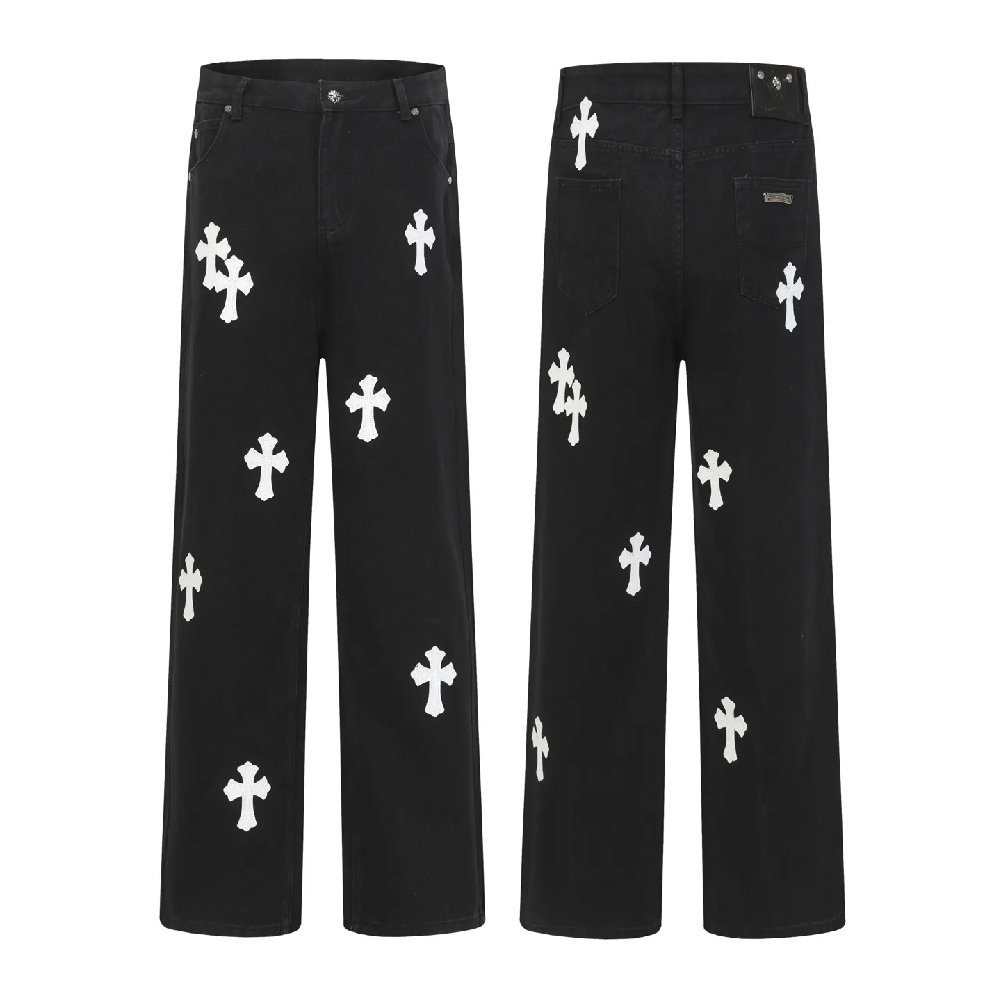 P260 Cross-border model, please do not place an order if you are pursuing quality - Chrome Hearts/Chrome Hearts Cross ✝️Pink embroidered washed jeans, trousers and casual pants - High weight, high density and high quality. The wool is soft, delicate and skin-friendly. It feels soft and silky. It has excellent warmth and skin-friendly properties - Custom-woven and dyed, no color difference. No matter the fabric or workmanship details, it beats the ordinary version on the market - Hardware zipper accessories are all customized, full of details -Colour: washed black -Size: 28 30 32 34 36